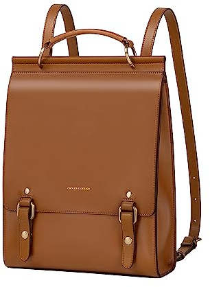 Cnolés Business Rucksack Damen Leder Eleganter Daypack Wasserdicht Damen Rucksackhandtaschen Rücksacken für Damen Diebstahlsicherer Lederrucksack Damen Laptop Cityrucksack
