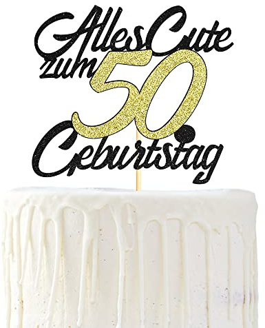 Sumerk 1 Stück 50.Geburtstag Tortendeko Happy 50th Birthday Cake Topper 50.Alles Gute Geburtstag Cake Topper 50 Jahre Torte Kuchen Deko für 50 Geburstagstorte Deko Jungen Mädchen Mann Frau