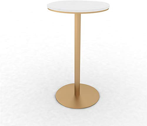 Coffee-Shop-Bartisch, runder Marmor-Couchtisch, Getränkeladen, Restaurant, Bar, hoher Tisch, Goldener Metallrahmen, Empfangstheke (Größe: 55 x 55 x 105 cm, Farbe: A)