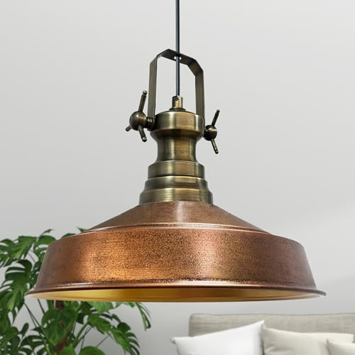 bamyum Asletl Hängelampe Industrial Vintage Ø41 cm, Küchenlampe Hängend Esstisch, Wohnzimmerlampe Pendelleuchte Kupferfarbe Metall