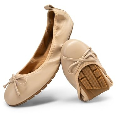 DREAM PAIRS Ballerine Pieghevoli Donna Eleganti | Suola PVC leggera, supporto arco, fodera morbida, slip-on per viaggi.