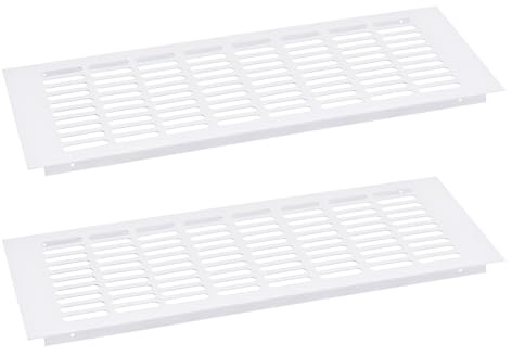 QUARKZMAN Cubierta de Rejilla de Ventilación de Conductos de Aire, 2 Unidades 400 x 150 mm - Cubierta de Rejilla de Ventilación de Malla de Aleación de Aluminio (Blanco)