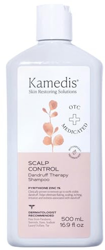 KAMEDIS Anti Dandruff Shampoo, Triple Power Formula: 1% Zinc Pyrithione, Salicylic Acid & Soap Nut Pure Extract. Itch, Flaky & Seborrheic Dermatitis Relief. Unisex. Parabens & Dyes Free. 16.9 Fl Oz