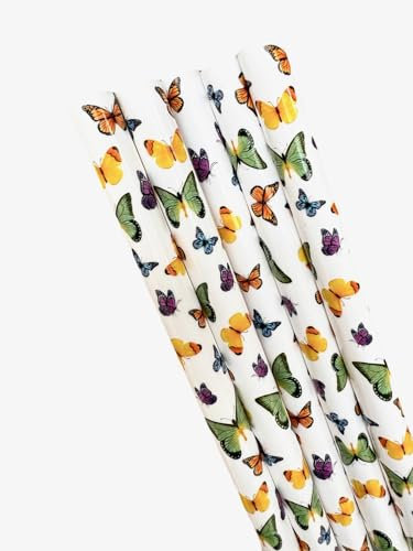 Pack of 5 Extra Long Replacement Straws for Stanley 40 oz. & 60 oz. FlowState Cup Tumbler (Butterflies)