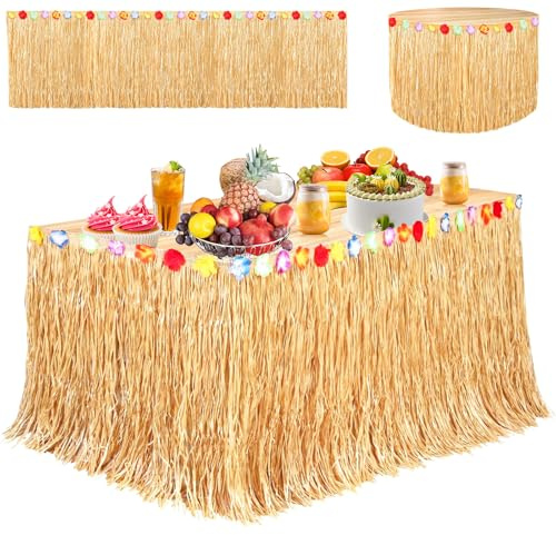 Hawaii Tischröcke Luau Tischrock 275 x 75cm Hawaii Party Dekoration für Sommer Garden Beach Party Geburtstag Party Kostüm Party und Zusammenkünfte im Freien