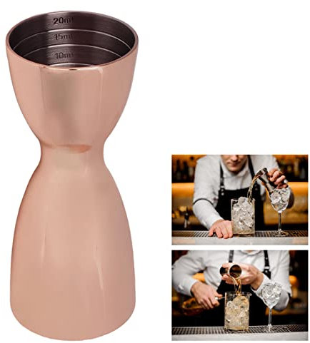 Jigger Doble de Cóctel de Acero Inoxidable, Jigger Medidor de Bar de Bar, Herramienta de Camarero Jigger de Vino de Cóctel Chapado en Cobre en Forma de U (Chapado en cobre.)