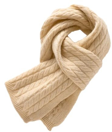 Herren Kaschmir-Schal, gestrickt, verdreht, kurz, Schal, beige, One size