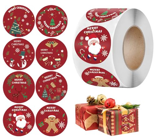 500 Stück Sticker Weihnachten,Aufkleber Weihnachten,Weihnachtsaufkleber Selbstklebend,Frohe Rolle Rund,Etiketten Mit Weihnachts Christmas,Kraft Papier Stickers,Weihnachtssticker Aufklebern Besondere