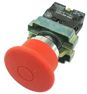 Interruptor pulsador con cabezal tipo hongo de resorte, de 22 mm, normalmente abierto, normalmente cerrado, 10 A, 600 V(BR21 Red)