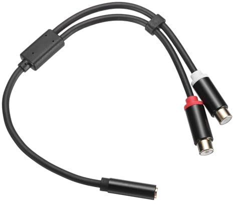 DMiotech 3.5mm to RCA Cable, 1ft 3.5mm Female to 2 RCA Male Aux Audio Adapter RCA Y Splitter for Smartphones, Speakers, HDTV, Tablets, Home Theater