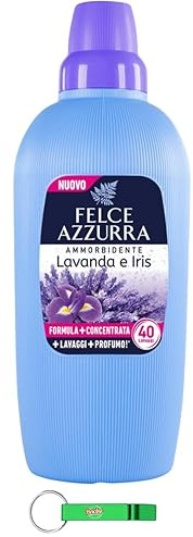 9x Felce Azzurra Ammorbidente - Flüssiger Weichspüler mit Lavendel und Iris - Unverwechselbarer Duft 40 Wäschen 2Lt + Beni Culinari Kostenloser Schlüsselanhänger