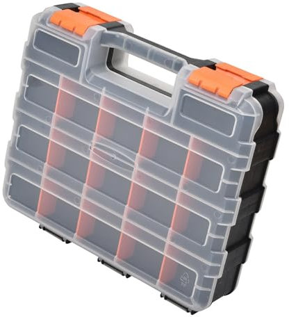 JDNH Sortierbox mit Fächern Doppelseitige Werkzeugkiste Werkzeugteil Behälter Mülleimer mit Deckel Display Aufbewahrungsbox