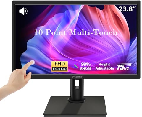 23.8 FHD 1920 x 1080P Touch Screen Height / Pivot / Tilt Adjustable Touch Screen Desktop PC with Built-in Speakers HDMI VGA Type-B 75Hz VESA Black