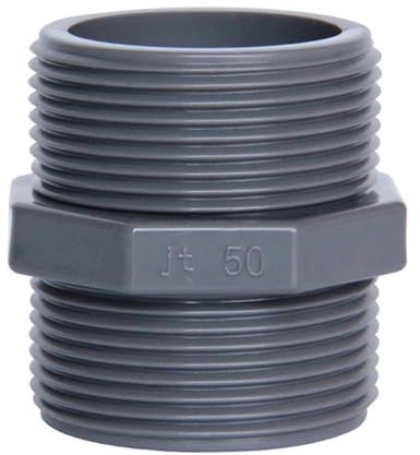 Raccord de Tuyau Droit en PVC à Double Filetage mâle BSP 1/2, 3/4, 1, 1-1/4, 1-1/2, 2, 20/25/32/40/50/63 mm, 3 Couleurs(Grey,50mm(1-1l2))
