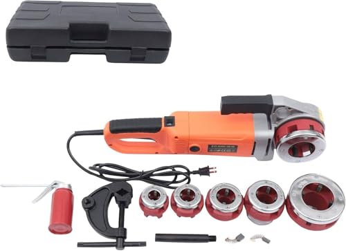 Roscadora de tubos eléctrica. Kit de roscado portátil con 6 terrajas de 1/2-2 y 4 terrajas de 1/2-1 1/4. Ideal for la industria.(6heads)