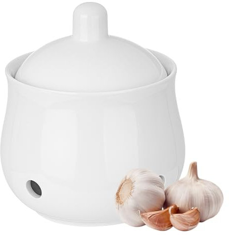 Aglio Conservazione Barattoli: Aglio Vaso in ceramica con coperchio e fori di ventilazione, Contenitore Aglio Traspirante, Cipolla Contenitore, per Peperoni Cipolla Aglio Zenzero