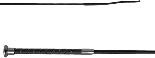 Start Elegante fusta de doma con cristales, para mujeres y jóvenes, resistente al agua y ligera, fusta de doma con mango de PVC, oro rosa o cromo (negro, 130)