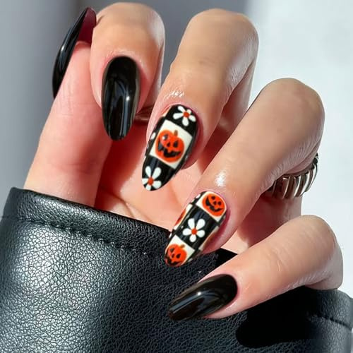 JMEOWIO Nagelfolie UV Härtend Halloween Kürbis Blumen UV Gel Nail Strips Nagelsticker Nagelaufkleber Nail Art Dekoration Nageldesign Zubehör