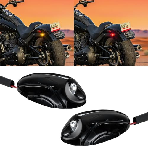KEMIMOTO Motorcyle Mini Turn and Brake LED Lights with Yellow Red Color Signal Tail Light Universal Waterprrof Compatible with Softail Cruiser Dyna Low Rider S V-Star Rebel Shadow