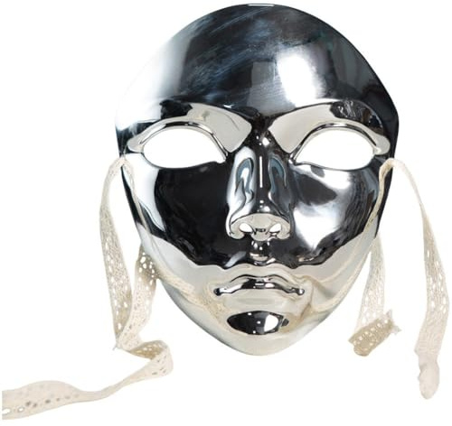 Luxylei Heltäckande maskerad mask, guld silver metallisk cosplay-mask, full mask för maskerad bal, karneval, halloweenfest