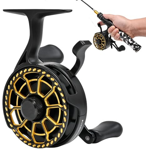 Salzwasserrolle – 11 x 7 x 6 cm Angelrad, Metall-Körperausrüstung, magnetisches Drop-System mit leichter Spule, glatte Fliegenrolle für Süß- und Salzwasserangeln und erwachsene Anfänger