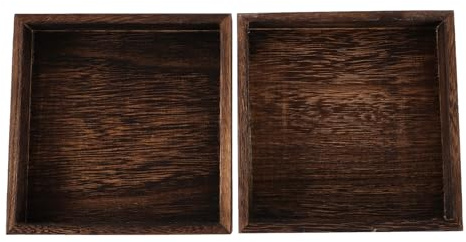 DOITOOL Bandejas De Madera Maciza Envejecida Para Joyas 12,5 Cm, Porta Anillos y Pulseras, Sin Olor, Práctico y Ligero, Organizador De Escritorio Para Uso Diario, Juego De 2 Piezas