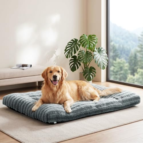 Pawk Hundsäng stora hundar, XL hundkudde tvättbar fluffig, hundkorg mjuk andas, halkfri plysch-hundmatta, 102 x 69 x 9 cm
