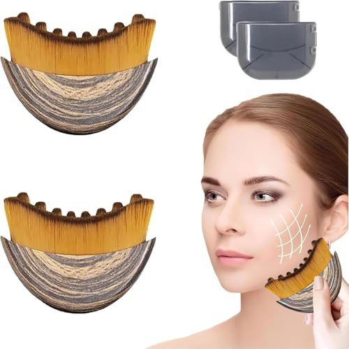 2 Stück Lymphatische Gesichtsbürste, Lymphdrainage Massagegerät, Lymphatic Contour Face Brush, Lymphbürste Gesicht mit ultraweichen Borsten, für Massagegerät Kontur Kinn Kiefer mit Aufbewahrungsbox