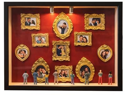 Generico Cornici Mini Museo, Scatola Fai Da Te con Silhouette Mini Museo, Cornice Portafoto con Luce, Kit per Cornici da Esposizione Foto, Cornice in Miniatura, Festeggia I Tuoi Ricordi con Stile