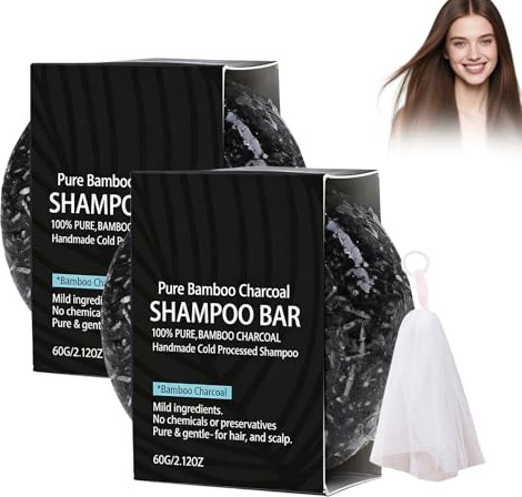 Jabón de carbón de bambú, champú sólido de limpieza profunda con carbón activado para cabello graso y grasa rápida, cuidado natural suave del cuero cabelludo para una limpieza eficaz del cabello y el