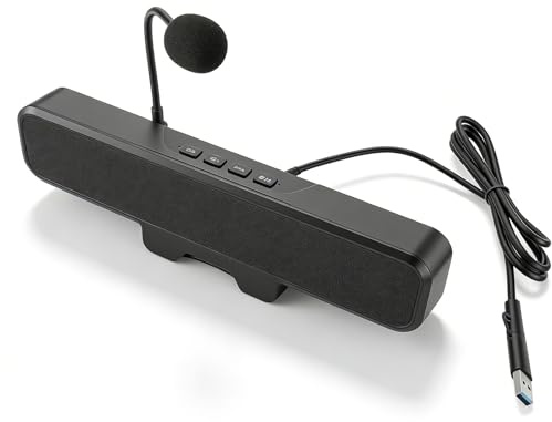 MENDUNER Altoparlante per Computer con Microfono Staccabile, Altoparlante per PC Desktop Alimentato Tramite USB con Morsetto a Molla, Controllo del Volume, Pulsante di Disattivazione '