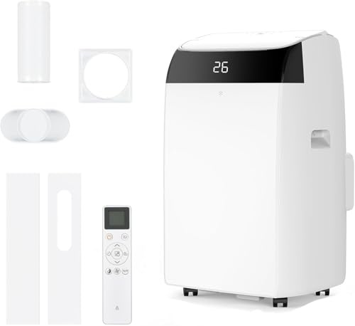 Aire acondicionado portátil 12000 BTU silencioso 4en1 frío ventilación deshumidificación función Sígueme 43-51m² manguera escape pantalla digital mando temporizador 24h