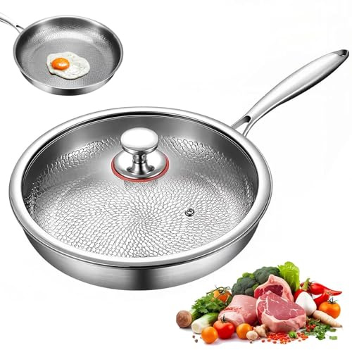 Titanium Hammered Pan Pro med lock, Titanpannor för matlagning med non-stick-beläggning, Stekpanna Kokkärl (20 cm)