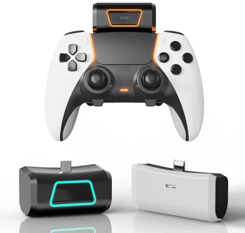 Batterie externe portable pour manettes PS5 DualSense/Edge 2000 mAh avec voyants LED et câble de données USB-C