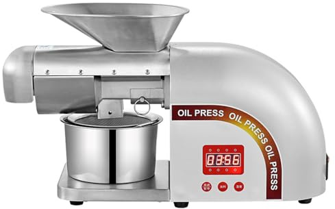 Automatisk Elektrisk Oljepressmaskin Hem Kommersiell Kall/varm Nötoljeutvinnare Med LCD-display Temperaturkontroll Rostfritt Stål Oljepress För Frön Och Nötter Oliver Linfrön Jordnötter 1800 W
