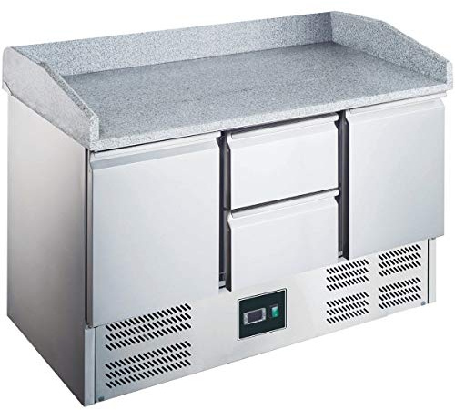 ZORRO - Pizzatisch ZS 903 PZ 2D - 2 Türen - 2 Schubladen - Kühltisch mit Granitplatte und Aufkantung - Salatkühlung - Gastro Belegstation