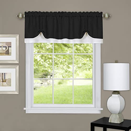 Achim Home Furnishings Soft Window Valance, Polyester, Black/White, 57 W x 65 L (Pack of 1)