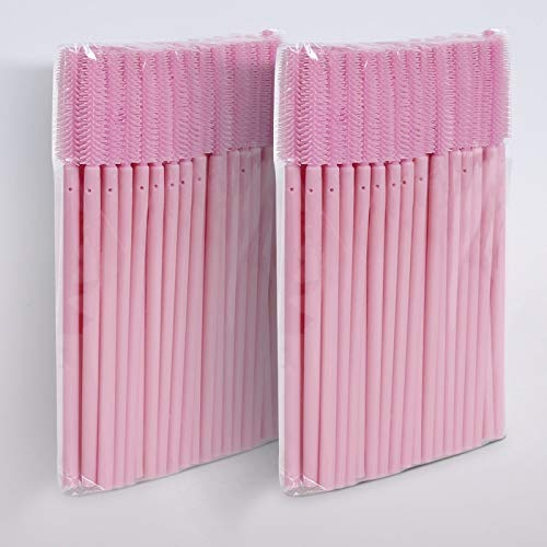 Ögonfransförlängning ögonfransborste ögonfransborste mascara borste silikon rosa, stycken: 100