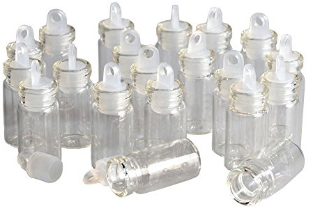 Jarvials 100pcs 1ml Transparente Glasflasche mit Gummistopfen，Der Gummistopfen kann durch Aufstecken des Seils in eine kristallklare Anhängerflasche verwandelt werden. (1ml)