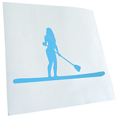 Kiwistar - Autoaufkleber - Stand Up Paddling Figur - lichtblau - 17,5x10cm - Heckscheibe Auto Aufkleber wetterfest für Kfz LKW Mofa Truck - Sticker außen selbstklebend Tuning Zubehör für Fenster