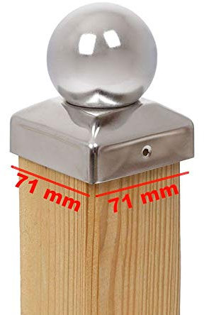 5 x PFOSTENKAPPE KUGEL EDELSTAHL 71 x 71 MM