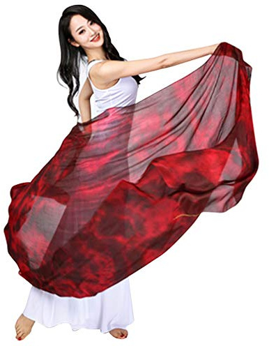 'KIKIGOAL Women's 100% Silk Belly Dance Veils and Hand Scarves Gradual Colors 1.14x2.5m/98''x45'''