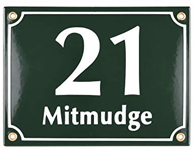 Hausnummer Hausnummernschild Emaille 15x20 cm mit Wunschstraßennamen und Nummer Hausnummer & Straße, Hausschild, Individuell anpassbare Hausnummer, Vorbohrungen, Wetterfest, Türschild, Wunschtext