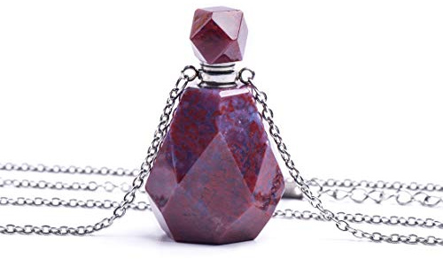 YGLINE Agate Essential Oil Gemstone Vial Essential Oil Necklace,Youngliving,Perfume Bottle Necklace