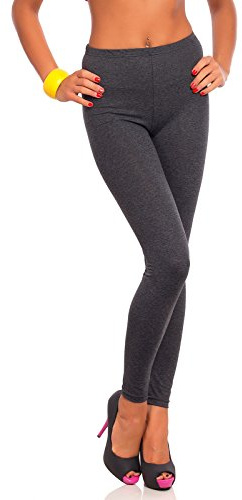 FUTURO FASHION Damleggings i full längd bomull solida mjuka byxor, plusstorlekar, grafit, 38 SE