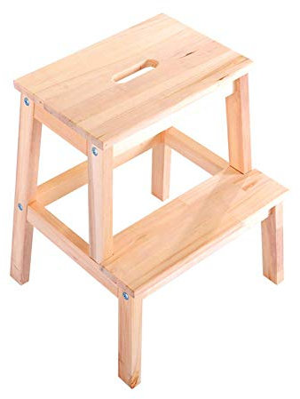 GJSN Trittschemel, Leiter Hocker Multi-Funktions-2-Step Massivholz Low Hocker Haushalt Kinderhocker, Holz Farbe/Schwarz,Holz Farbe