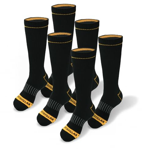 Cat mens 6-pack Half Cushioned Crew Sock, Black (6 Pack), X-Large US