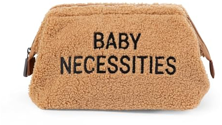 CHILDHOME, Bebis/barn toalettväska, toalettpåse, vattenavvisande, rymlig, dragkedja, baby nödvändigheter, teddy beige