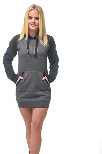 ROCK-IT Apparel Sweatshirtklänning för kvinnor - Raglan med huva - Hoodie - med fickor - Klänning med huva - [storlek XS-XXL] Premium - mycket mjukt tyg S