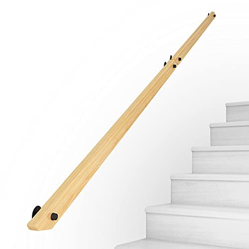 qiaosiye Handläufe für Treppen Holz, 30cm-600cm Treppengeländer, Geländer Treppe Set Bausatz, Wandhandlauf mit Wandhaltern, für Innen und Außen